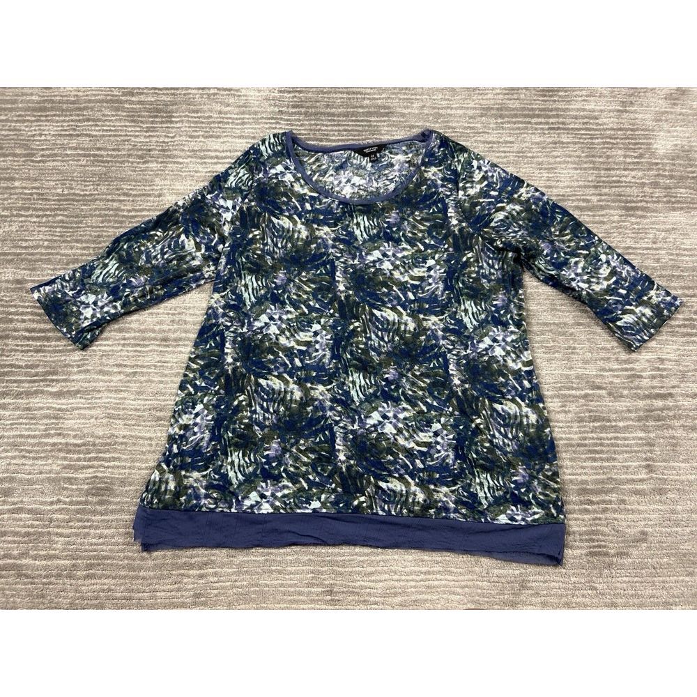 Simply Vera Wang Top Womens 0X Multicolor 3/4 Sleeve Polyester Casual